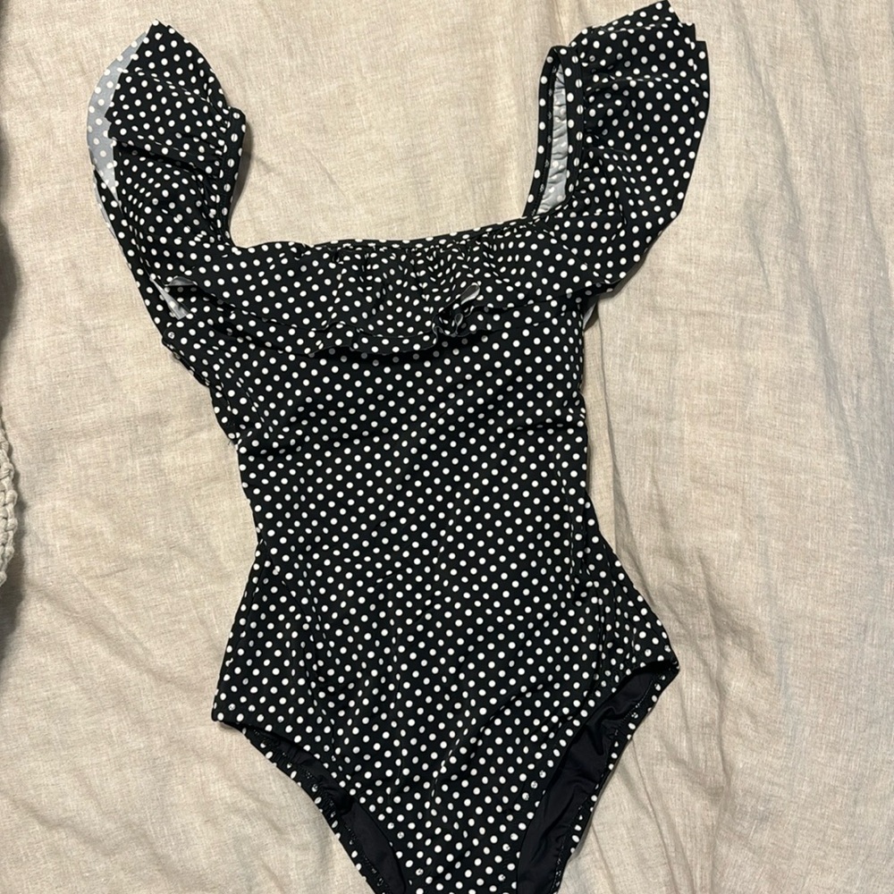 J Crew Polka Dot Ruffle Sleeve One Piece NWT